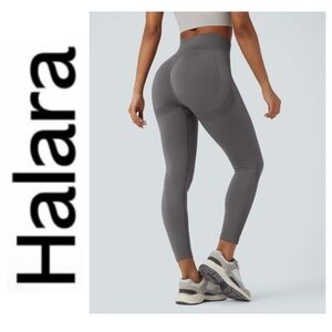 NWT HALARA OneForm Seamless Flow High Waisted Booty Scrunch Yoga Leggings Gray